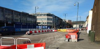 Swansea Roadworks Revealed to be Blitz Themed Folly Road works, folly, Swansea