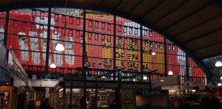 Roadworks Themed Stained Glass Window For Swansea Market Roadworks, stained glass, Swansea